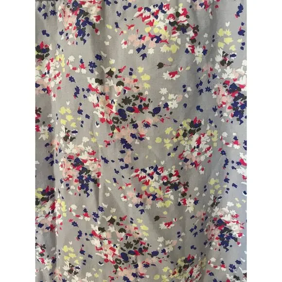 Boden Short Skirt 12R Lined Floral All Cotton Gray Yellow Pink Flowers Size Zip - Picture 3 of 11